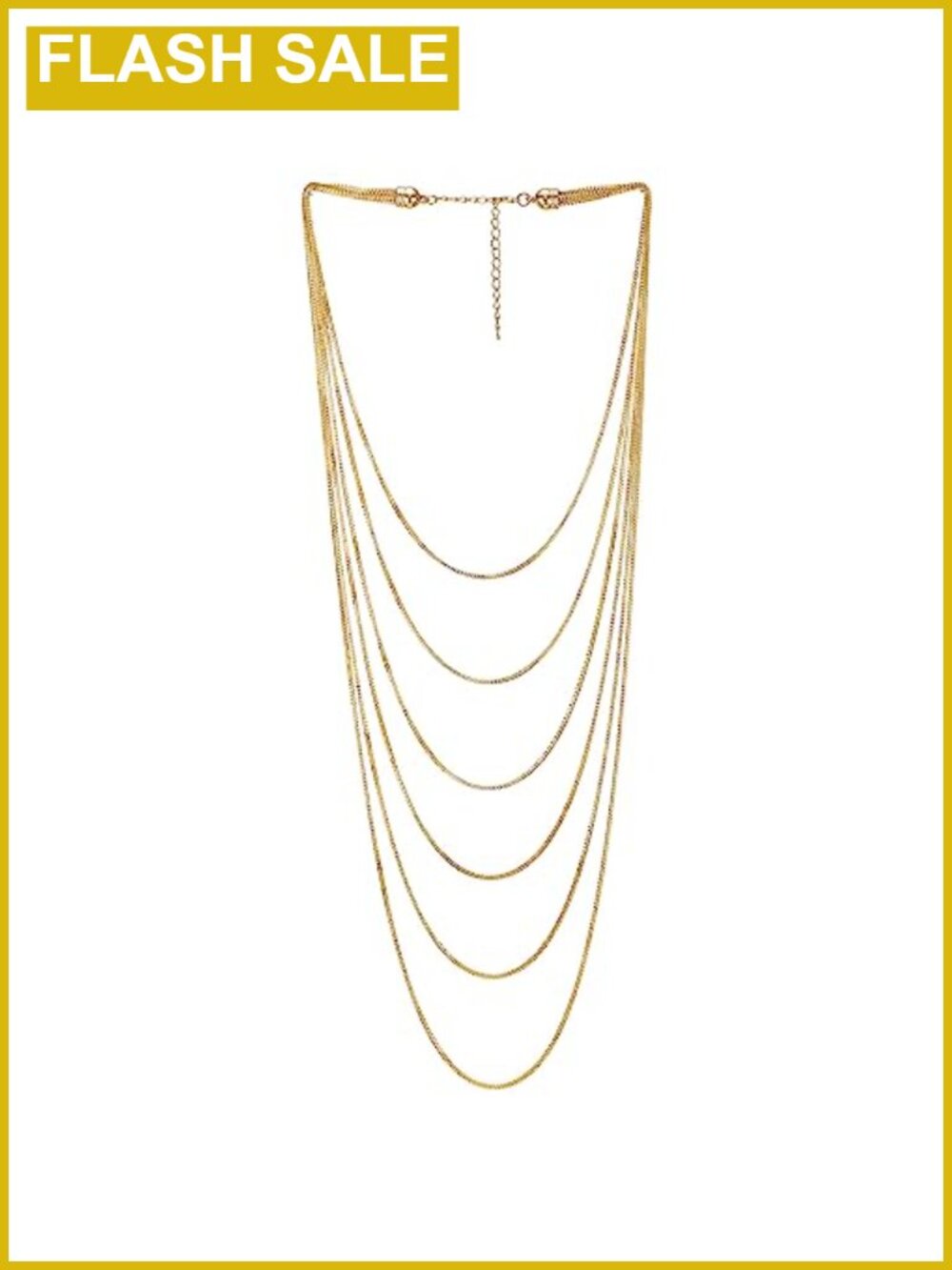 Gold-Tone Multi-Strand Waterfall Statement Necklace Box Chains 20.87"